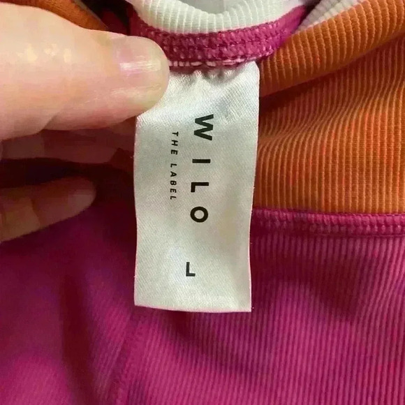 Wilo The Label Ribbed Colorblock Leggings Orange, Pink, White Size Large - Picture 7 of 8